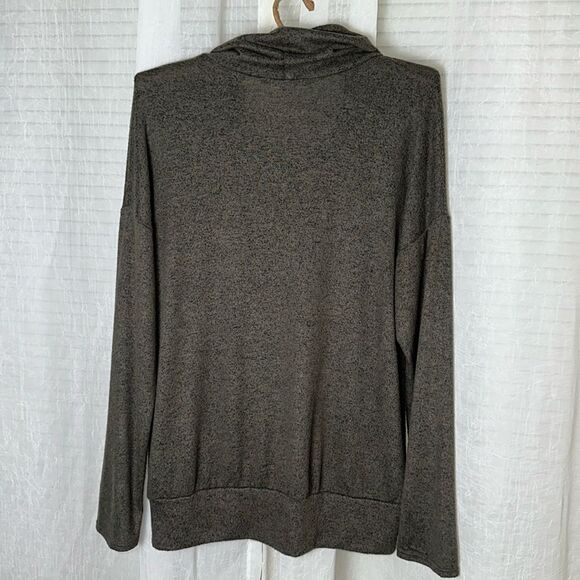 Green Envelope L Heather Green Knit Funnel Neck Tie Oversized Pullover - Picture 2 of 9